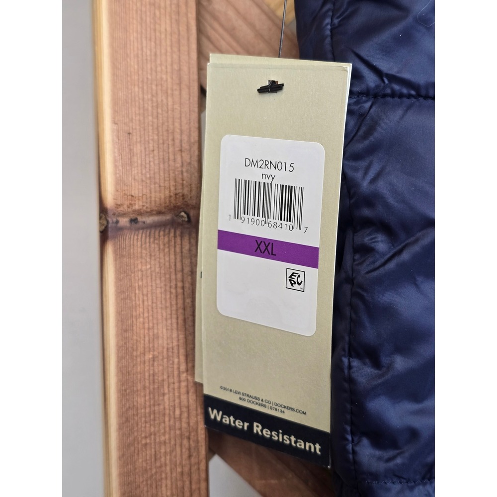 Dockers Puffer Vest Mens XXL Navy Blue Quilted Water Resistant - NEW - Picture 4 of 10